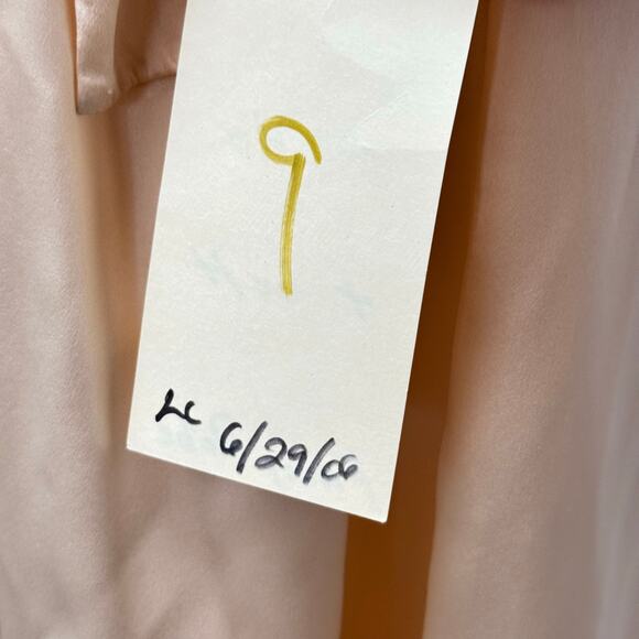 Vintage Peach Satin Robe Lace Trim Belted 50s Style Dolman Sleeve Loungewear M/L - Picture 13 of 13